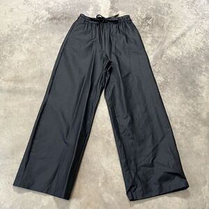 ZARA Pants Womens XS Black High Rise Faux Leather Trousers‎ Wide Leg Pockets